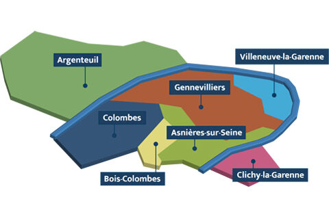Cartographie des communes qui font le territoire Boucle Nord de Seine