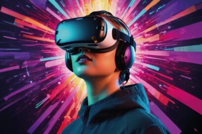 Adolescent avec un casque de réalité virtuel pour l'événement Villeneuve Game In - Agrandir l'image, fenêtre modale